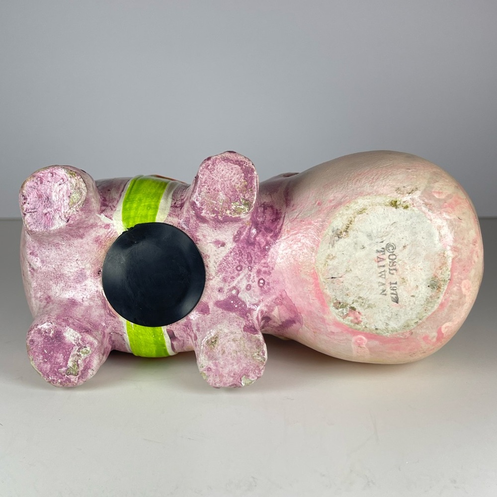 Vintage purple chalkware hippo piggy bank - Picture 9 of 12